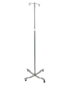 IV Pole, 2-Hook, 4-Legs, Silver Vein