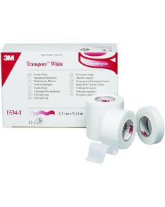 Transpore White Tape, 1, 12/Box